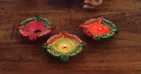 Shot Closeup Lumânări Decorative Arse Diwali — Fotografie, imagine de stoc
