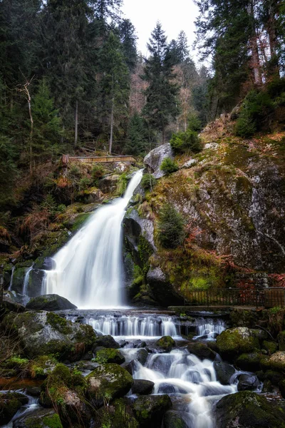 Vertikální Záběr Vodopádu Obklopeného Zelení Německu — Stock fotografie
