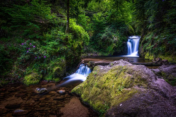 Una Hermosa Toma Una Cascada Rodeada Vegetación Alemania —  Fotos de Stock