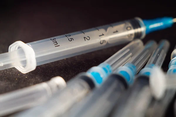 Closeup Shot Pile Medical Syringes — Stock Photo, Image