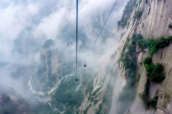 Hermoso Paisaje Con Teleférico Monte Hua China — Foto de Stock