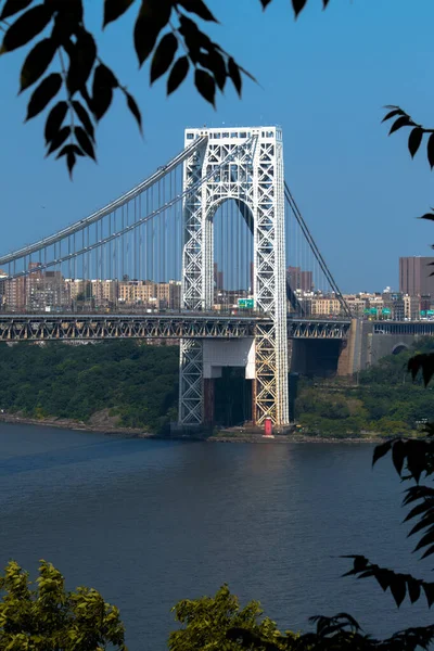 Plan Vertical Pont George Washington Dessus Fleuve Hudson Aux États — Photo