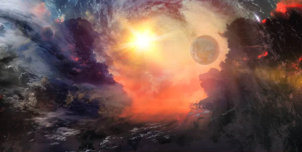 Тривимірне Відображення Небесного Мистецтва Показує Красу Дослідження Космосу — стокове фото