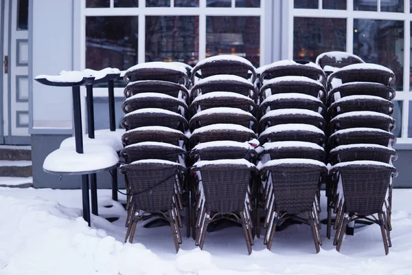 Shot Chairs Covered Snow — Stock Photo, Image