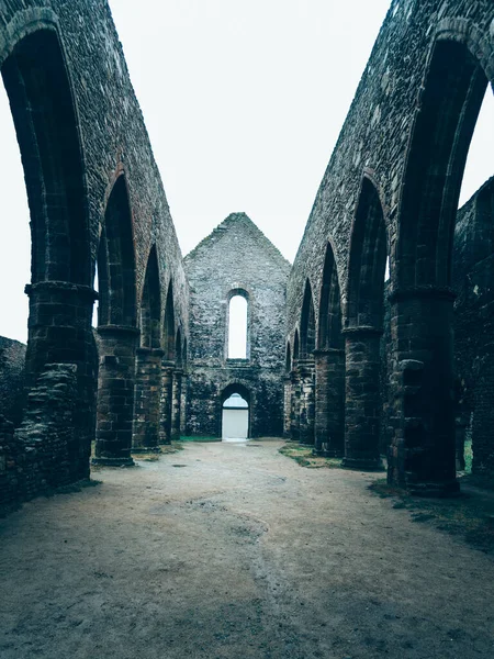 Ruinerna Den Medeltida Kyrkan Pointe Saint Mathieu Bretagne Frankrike Visa — Stockfoto