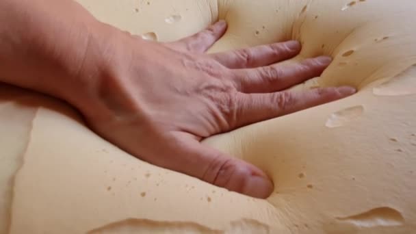 Hand Touching Foam Rubber Memoey Foam — Stock video