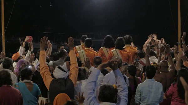 Varanasi India Mar 2019 Large Religious Gathering Ceremony Ganga Aarti — Stock Photo, Image