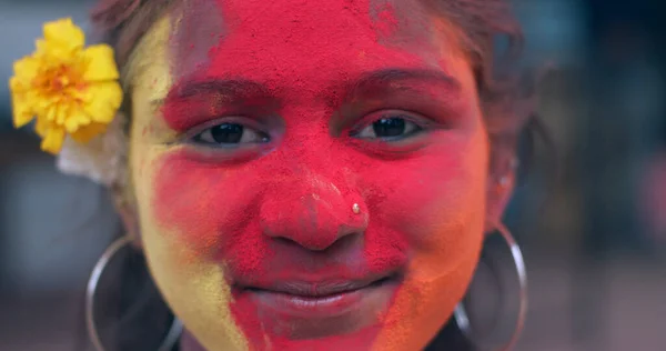 Gros Plan Une Asiatique Souriante Lors Des Célébrations Festival Des — Photo