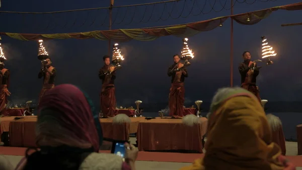 Varanasi India Mar 2019 Büyük Bir Dini Toplantı Ganga Aarti — Stok fotoğraf