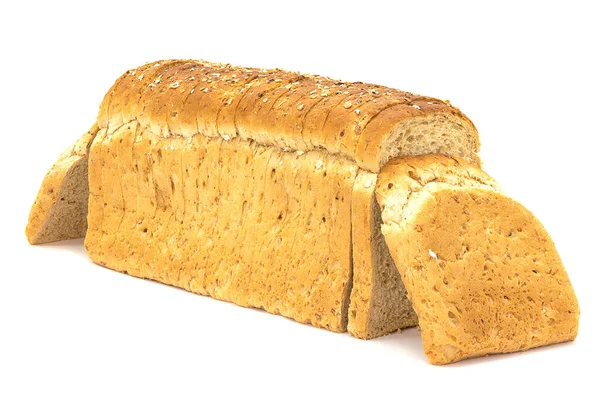 Een Close Van Vers Gesneden Haver Gerst Brood Een Witte — Stockfoto