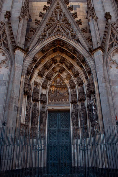 Porte Cathédrale Cologne Avec Décoration Murale Historique — Photo