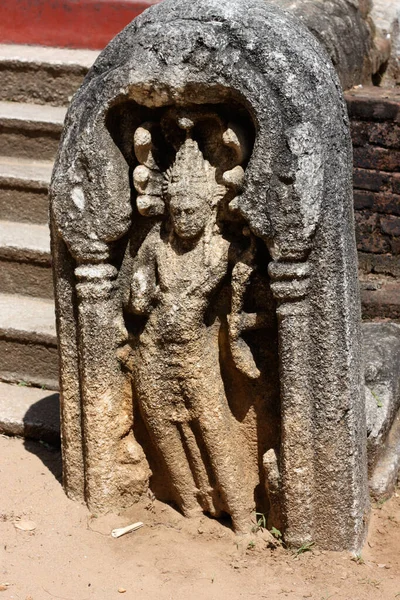 Escultura Antiga Templo Budista Dematamal Viharaya Aldeia Okkampitiya Monaragala Sri — Fotografia de Stock