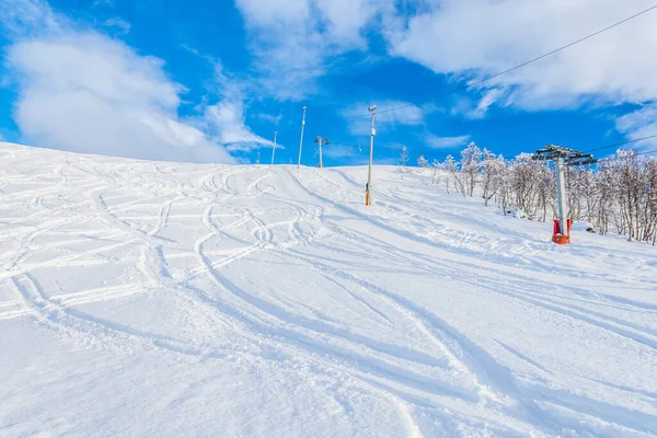 Ett Vackert Foto Ett Snölandskap Stryn Sommerski Skidort Norge — Stockfoto