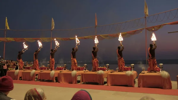 Varanasi India Mar 2019 Büyük Bir Dini Toplantı Ganga Aarti — Stok fotoğraf