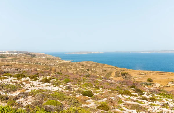 Een Prachtige Baai Met Uitzicht Horizon Van Zee Malta Een — Stockfoto