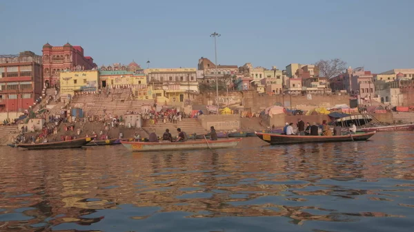 Varanasi India Mar 2019 Sunrise Morning Large Religious Gathering Ceremony — Stock Photo, Image