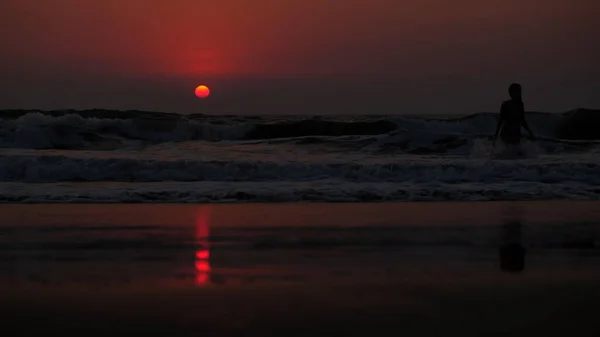 Ein Faszinierender Sonnenuntergang Sandstrand Von Arambol — Stockfoto