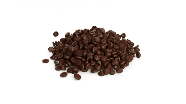 Una Representación Oscuro Delicioso Chocolate Chips Pila Sobre Fondo Blanco —  Fotos de Stock