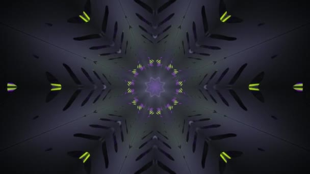 抽象的なカラフルな万華鏡の背景 輝くネオン星の模様の美しいイラスト — ストック動画