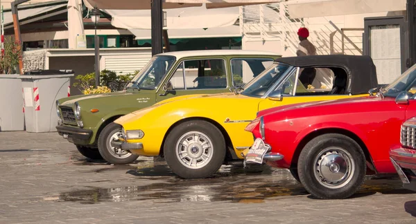 Pesaro Itália Julho 2021 Uma Exposição Carros Antigos Perto Costa — Fotografia de Stock