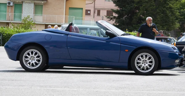 Pesaro Itália Julho 2021 Carro Vintage Azul Uma Exposição Perto — Fotografia de Stock