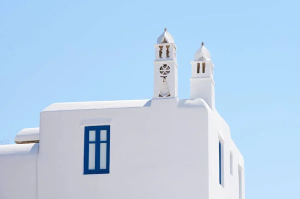 Eine Traditionelle Weiß Getünchte Kirche Mykonos Griechenland — Stockfoto