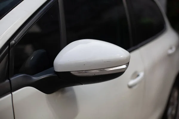 Closeup Shot White Car Mirror — Stock Photo, Image