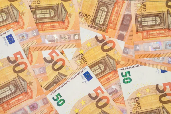 Eine Nahaufnahme Von Einem Pilefifty Euros — Stockfoto