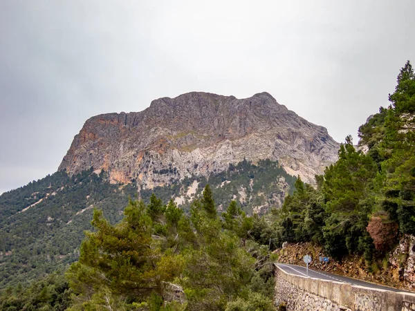Fascynujący Widok Krajobrazową Drogę Serra Tramuntana Majorce Hiszpania — Zdjęcie stockowe