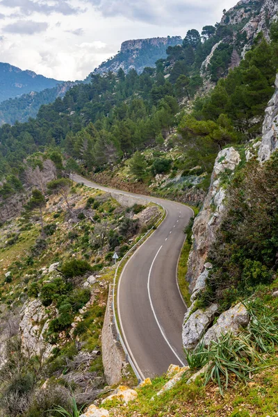 Una Hermosa Foto Una Carretera Serra Tramuntana Mallorca Cspain — Foto de Stock