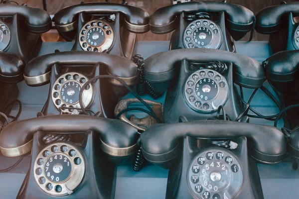 Крупним Планом Знімок Старого Чорного Телефону — стокове фото