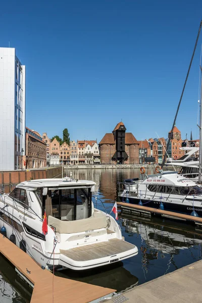 Gdansk Poland Jun 2021 Närbild Dockade Marina Fartyg Hamnen Gdansk — Stockfoto