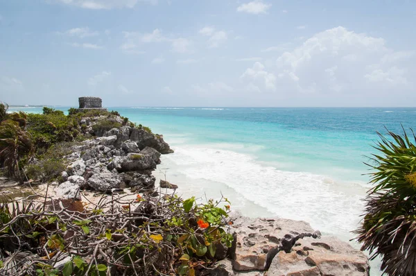 Tulum Mexico May 2017 God Winds Temple Peaceful Shore Caribbean — 图库照片