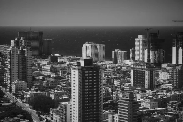 Habana Kuba August 2020 Eine Graustufenaufnahme Der Skyline Von Havanna — Stockfoto