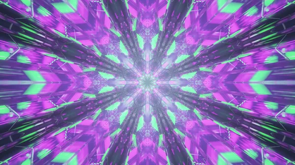 Rendering Colorful Kaleidoscope Tunnel — Stock Photo, Image