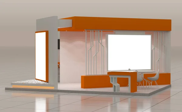 Rendering Blank Modern Booth Exhibition Design White Background — 스톡 사진