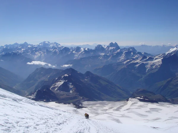 Una Bella Vista Intorno Percorso Verso Cima Del Monte Elbrus — Foto Stock