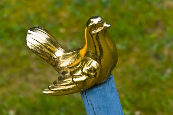 Ένα Χρυσό Πουλί Ένα Ξύλινο Κοντάρι Στο Κάστρο Wolfsgarten Γερμανία — Φωτογραφία Αρχείου