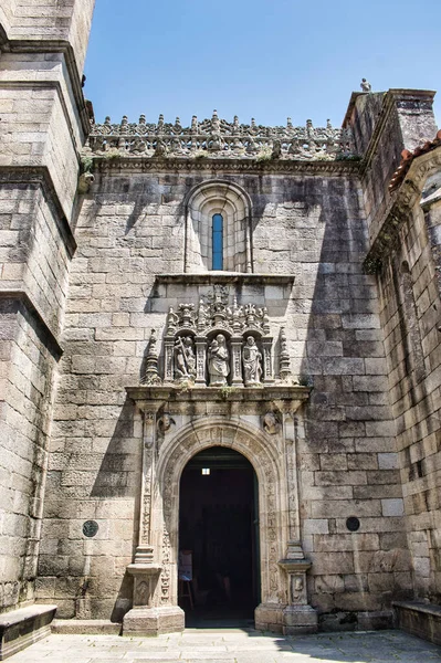 Santa Maria Mayor Bazilika Déli Homlokzatának Ajtaja Pontevedrában Spanyolországban — Stock Fotó