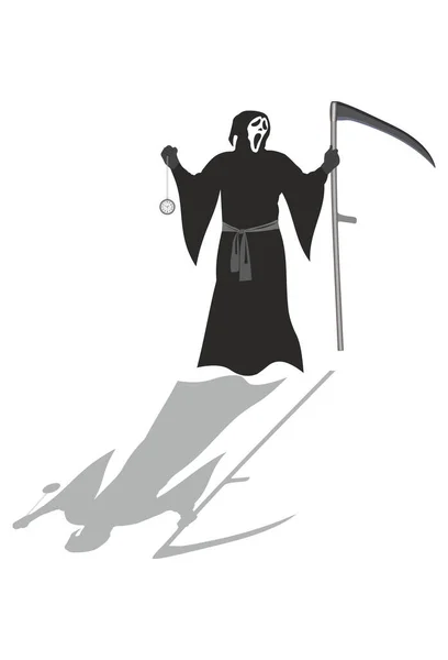 Цифрова Ілюстрація Похмурого Персонажа Смерті Ізольованого Білому Тлі — стокове фото