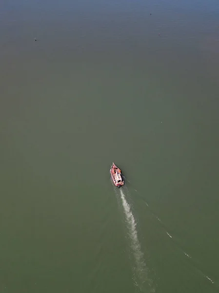 Aerial View Fishing Boat Middle Sea — Stock Photo, Image