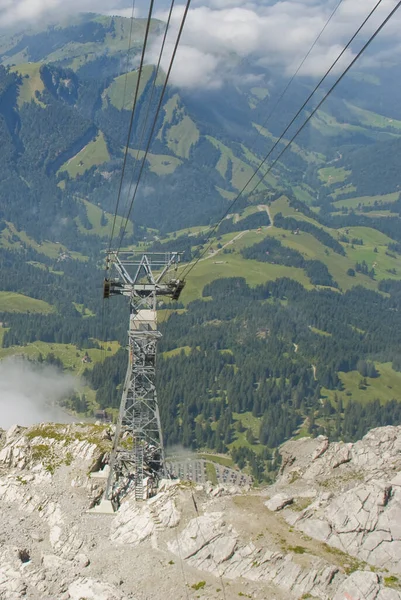 Vertical Shot Cable Car Mountain Landscapes Santis Switzerland — Stock Photo, Image