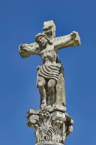 Vertical Shot Jesus Sculpture Camino Santiago Galician Village Combarro Spain — Fotografia de Stock