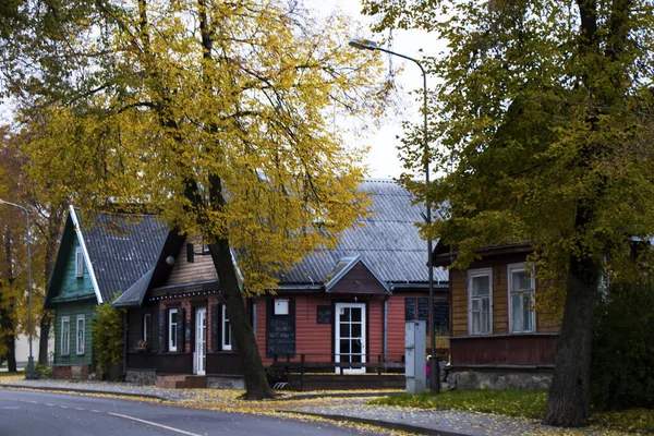 Die Gemütlichen Wohnhäuser Entlang Der Straße — Stockfoto