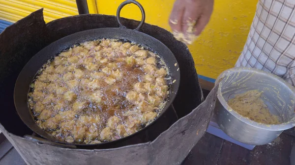 High Angle Shot Process Making Pakora — Stock Photo, Image