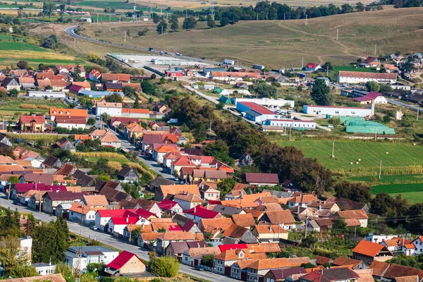 Aerial View Town Center Building Vegetation Rupea Romania — 스톡 사진