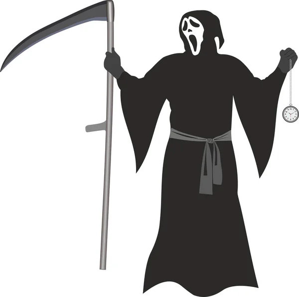 Digital Illustration Death Grim Reaper Character Isolated White Background — 스톡 사진