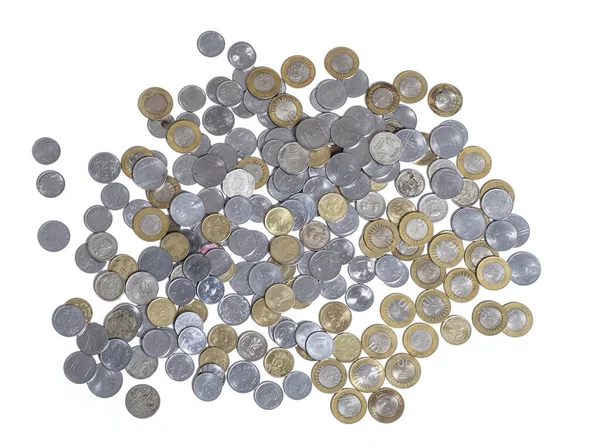 Top View Pile Scattered Indian Rupee Coins — Zdjęcie stockowe