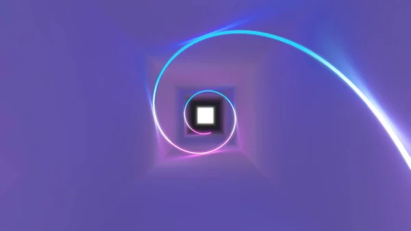 Иллюстрация Разноцветного Округлого Луча Света Движущегося Через Туннель — стоковое фото