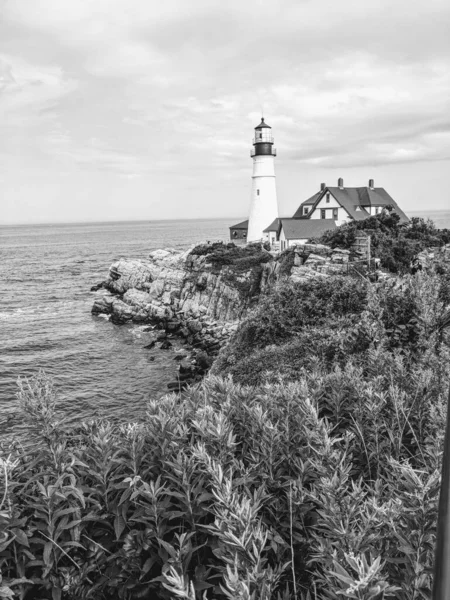 Una Toma Escala Grises Del Faro Spring Point Ledge South — Foto de Stock